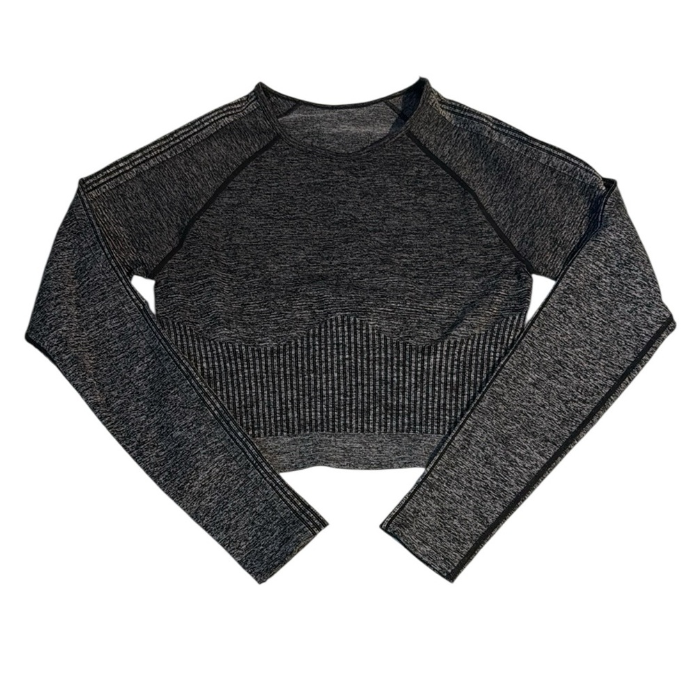 Fabletics Gray Ribbed Raglan Crop Top excercise